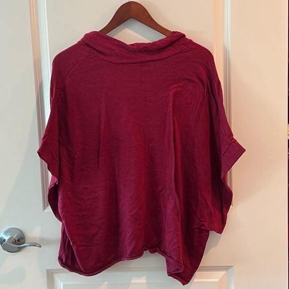 Eileen Fisher Maroon Red Merino Wool Cowl Neck Drape Oversized - Picture 7 of 15